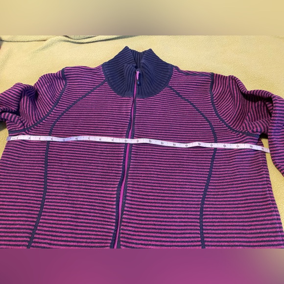 Eddie Bauer Purple Stripe Jacket Sweater Zip Up - Picture 4 of 6